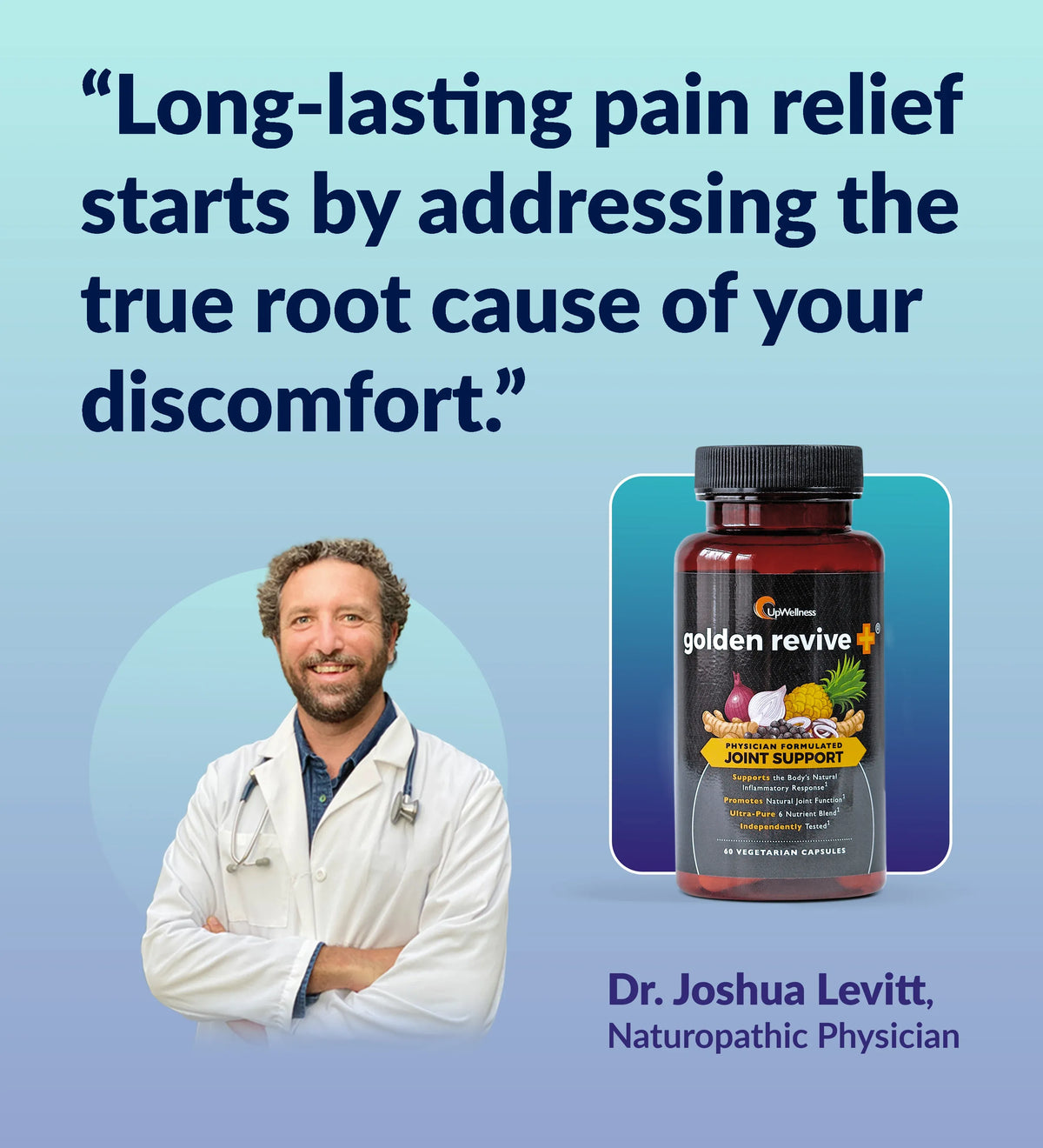 UpWellness Golden Revive + Joint Support Supplement Featuring Turmeric with Black Pepper, Quercetin, and Magnesium- Turmeric Boswellia Supplement - 6 Active Ingredients for Joint Care - 60 Capsules