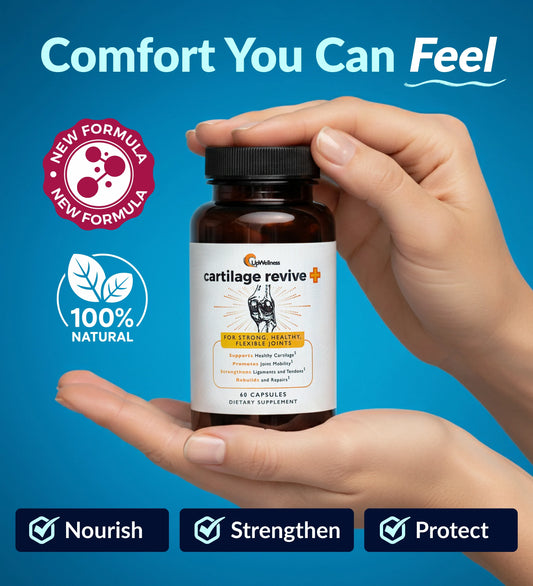 UpWellness Cartilage Revive + Joint Support Supplement for Men and Women with Type II Collagen for Joints - D-Glucosamine Sulfate, MSM, Vitamin D3, Vitamin C and More - 60 Capsules