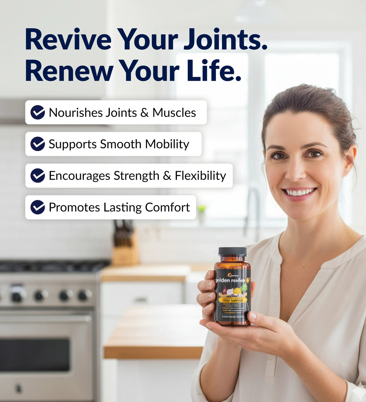 UpWellness Golden Revive + Joint Support Supplement Featuring Turmeric with Black Pepper, Quercetin, and Magnesium- Turmeric Boswellia Supplement - 6 Active Ingredients for Joint Care - 60 Capsules